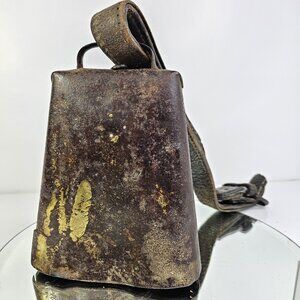 Antique Cow Bell With Leather Strap Handmade Beautiful. Farm Equestrian Country